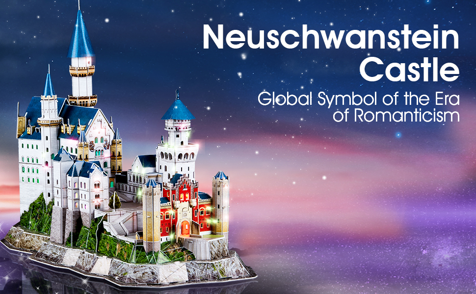 Cubicfun 3D Puzzle Schloss Neuschwanstein L174h Mit LED-Leuchten Modellbausätze