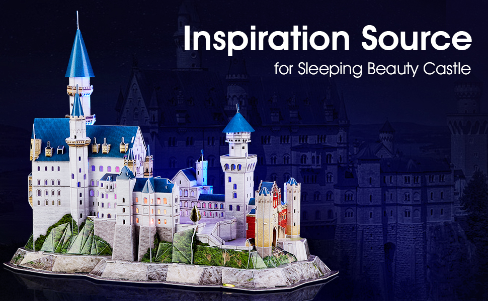 Cubicfun 3D Puzzle Neuschwanstein Castle L174h With LED Lights Model Building Kits