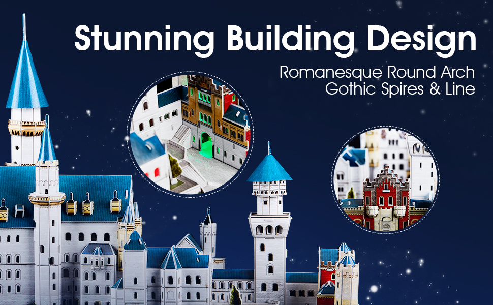 Cubicfun 3D Puzzle Neuschwanstein Castle L174h With LED Lights Model Building Kits