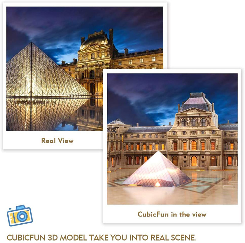 Cubicfun 3D Puzzle Der Louvre L517h mit LED-Leuchten Modellbau-Kits
