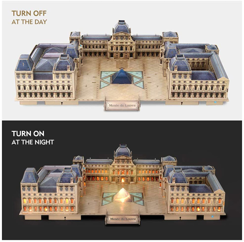 3D Puzzle Louvre LED 2da elección B-Ware Cubic Divertido Luz Francia París