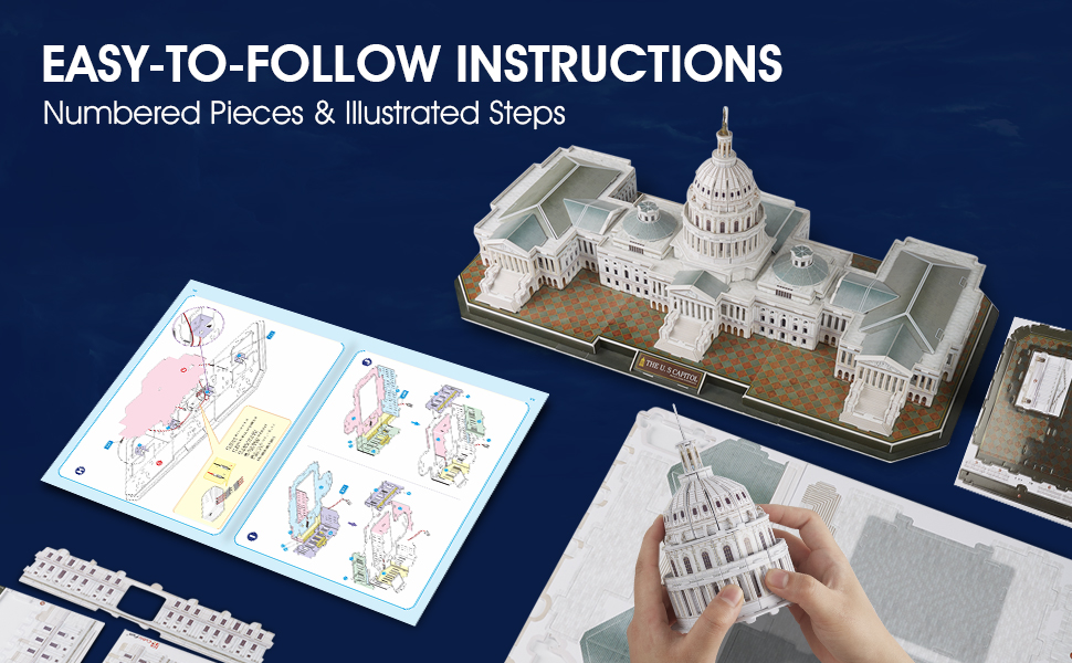 Cubicfun 3D Puzzle Das US Capitol L193h mit LED-Leuchten Modellbau-Kits