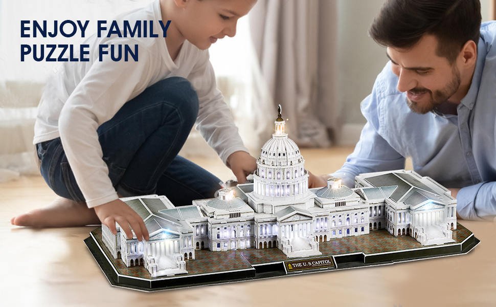 Cubicfun 3D Puzzle The US Capitol L193h With LED Lights Model Building Kits