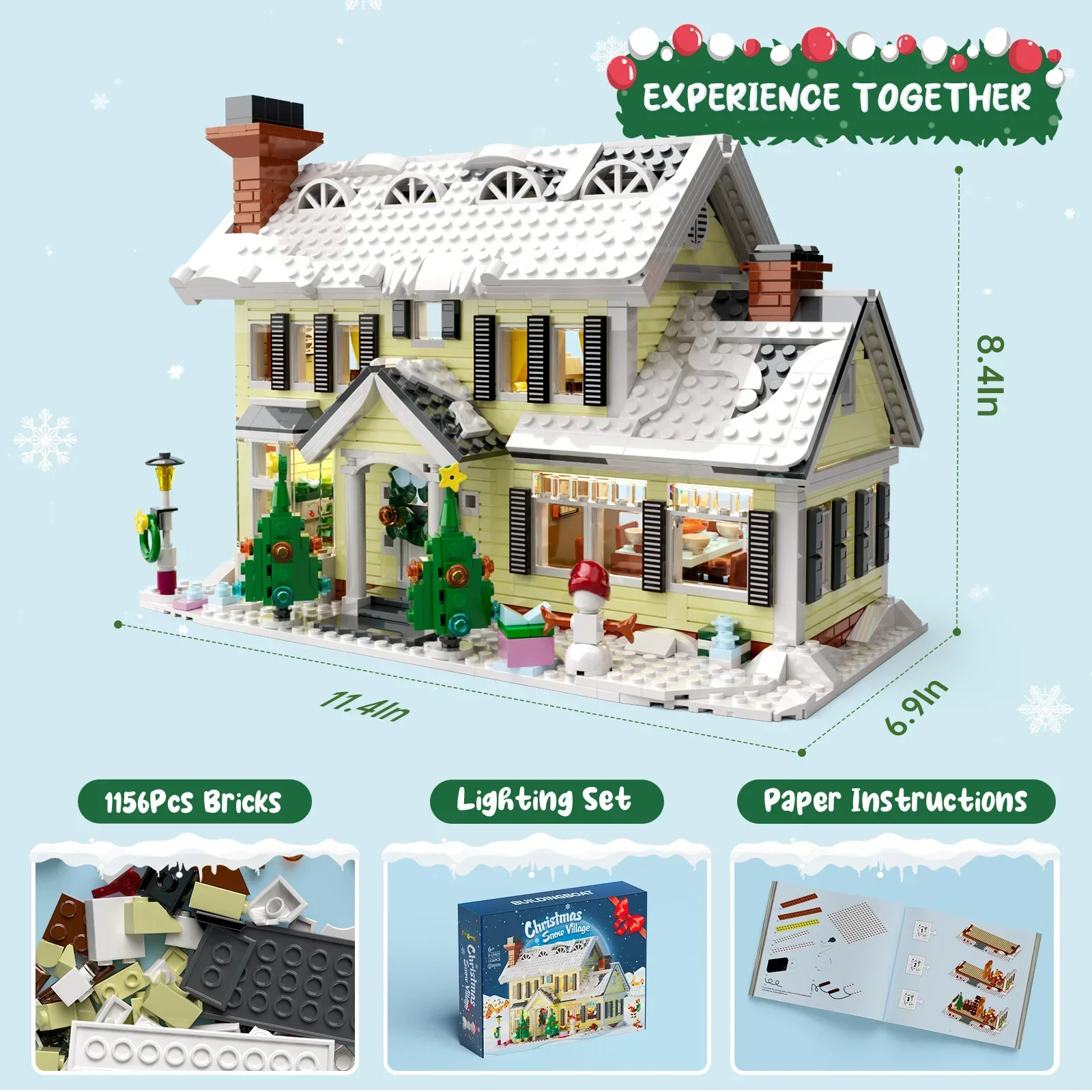 Custom Christmas Snow Village Building Blocks Toy Set