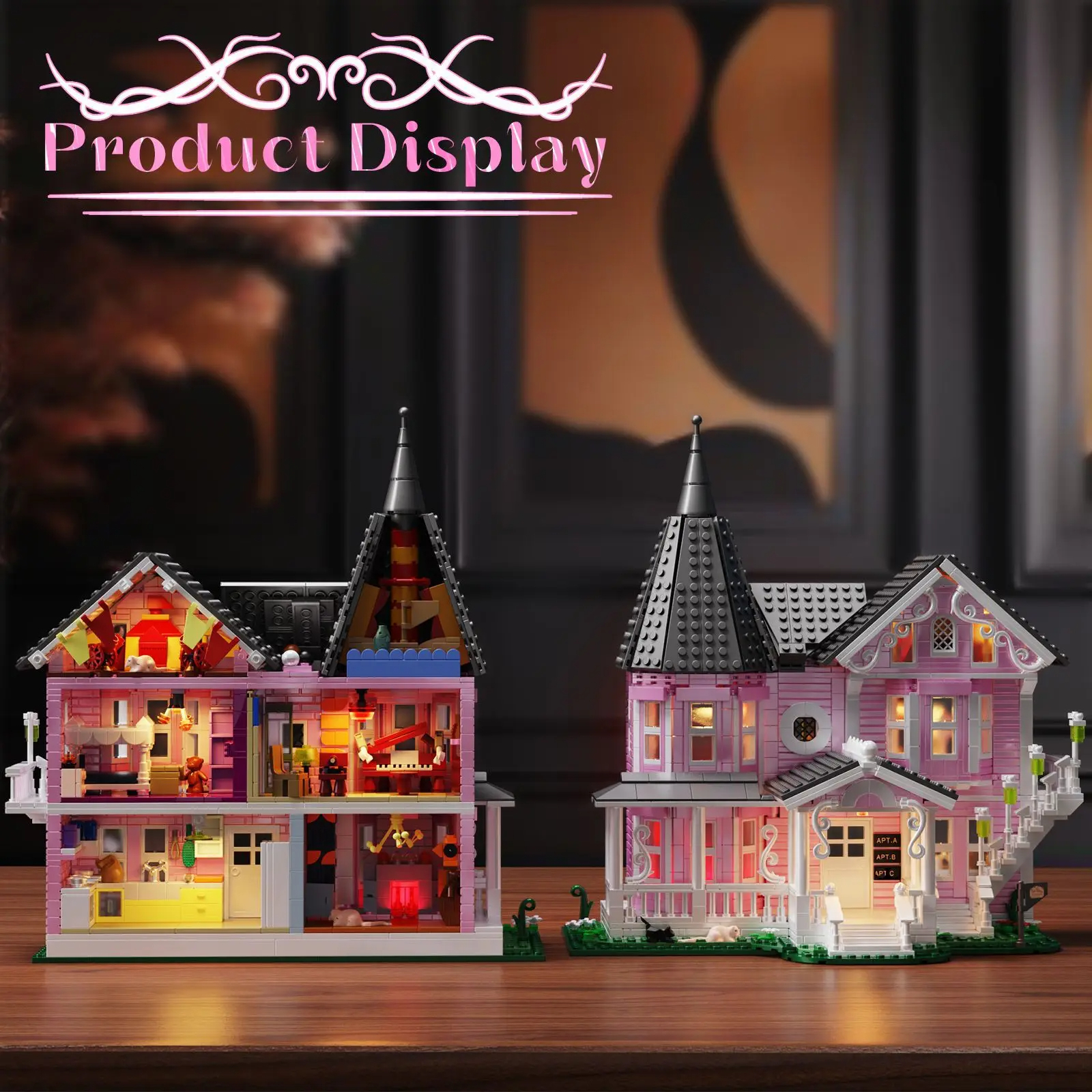 Custom Coraline Pink Palace Building Blocks Toy Set