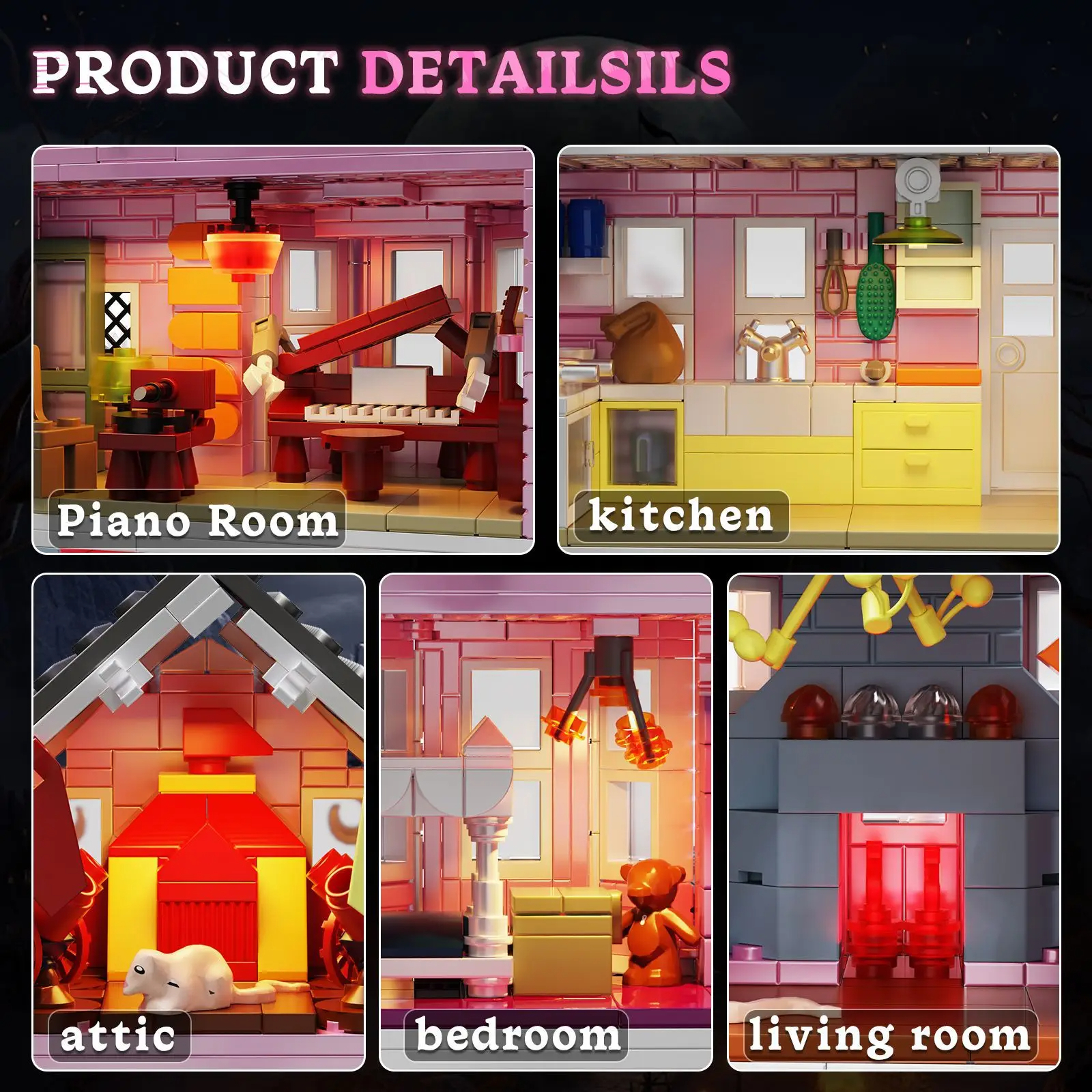 Custom Coraline Pink Palace Building Blocks Toy Set