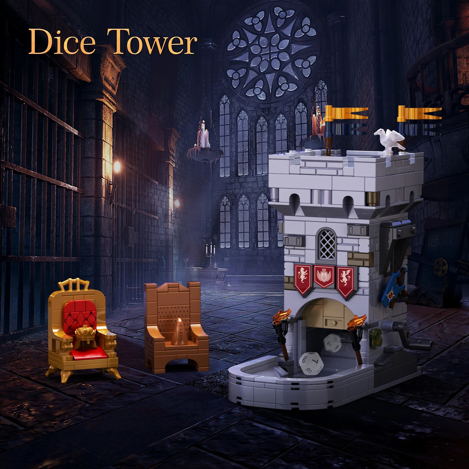 Juego de bloques de construcción de torres de dados de Dungeons & Dragons personalizado