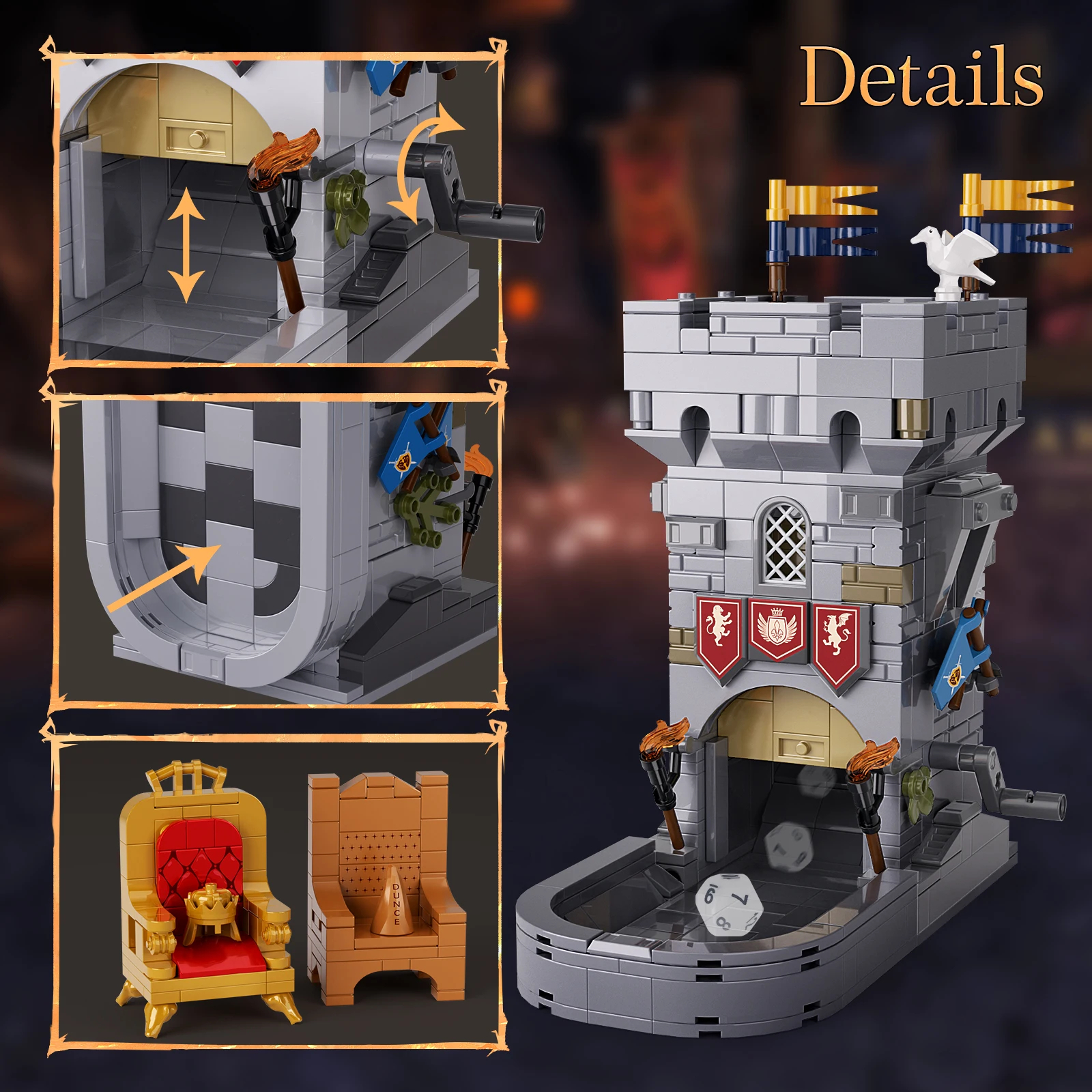 Juego de bloques de construcción de torres de dados de Dungeons & Dragons personalizado