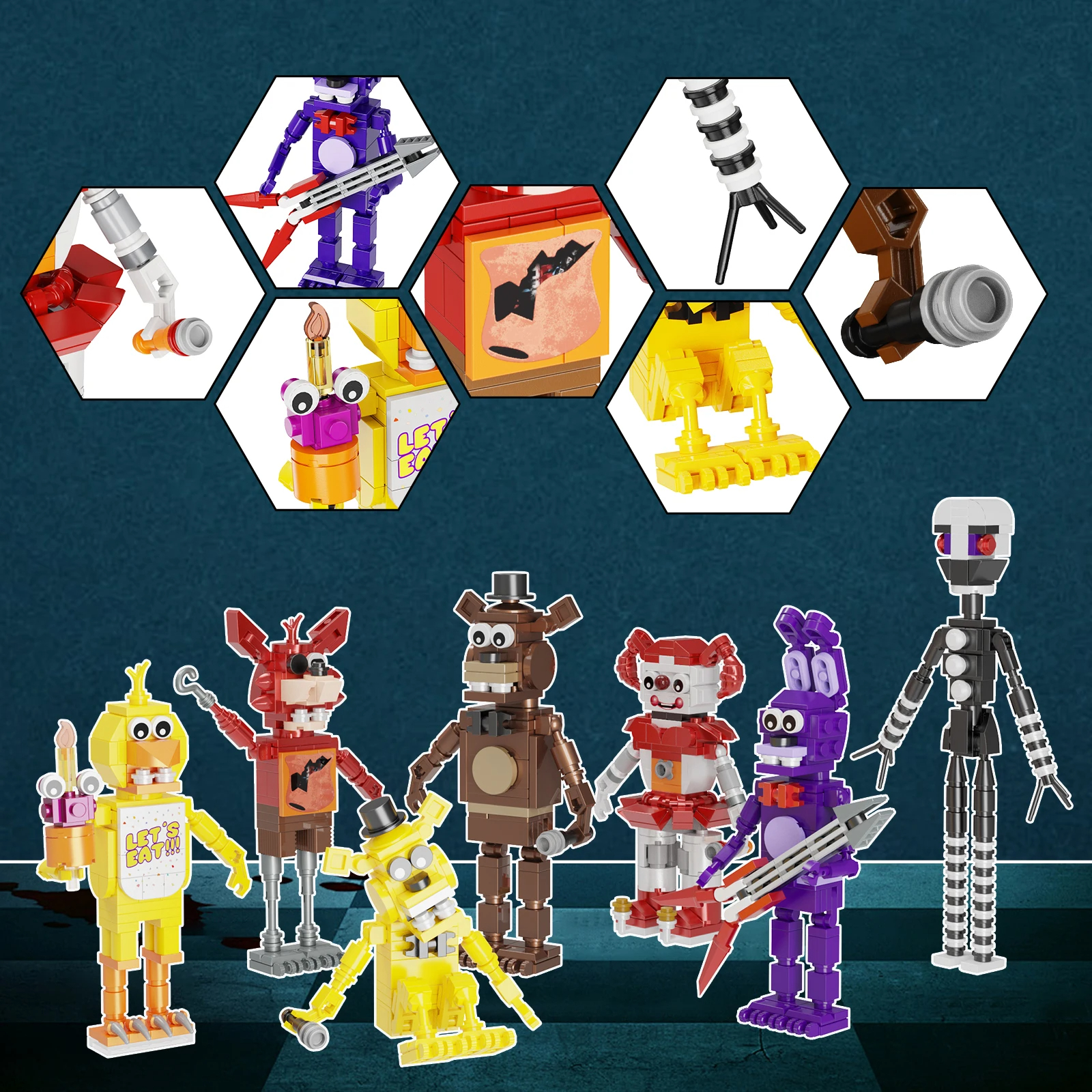 Custom Five Nights Horror Movie Building Blocks Toy Set