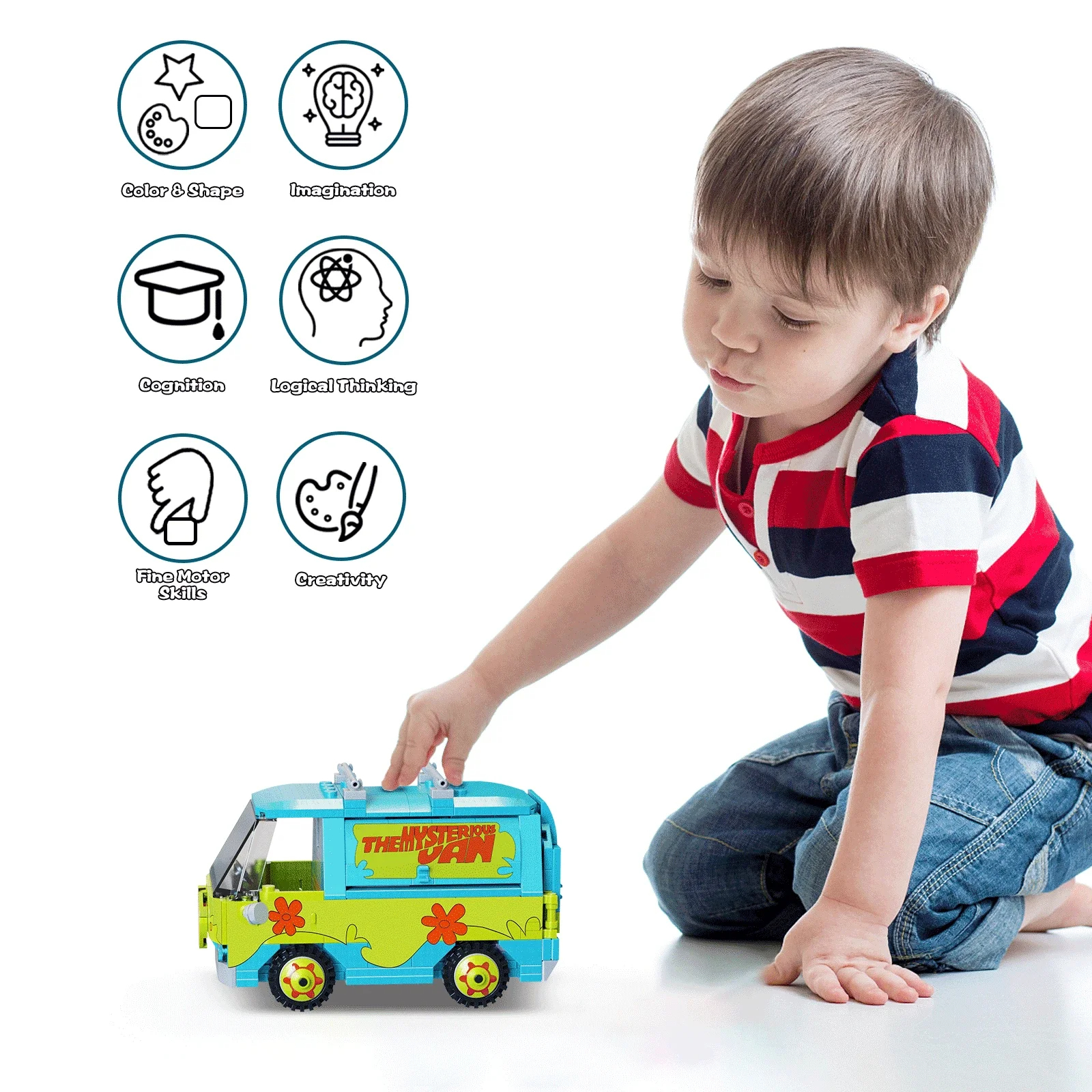 Benutzerdefiniertes Scooby-Doo Spielzeugauto-Baustein-Spielzeugset