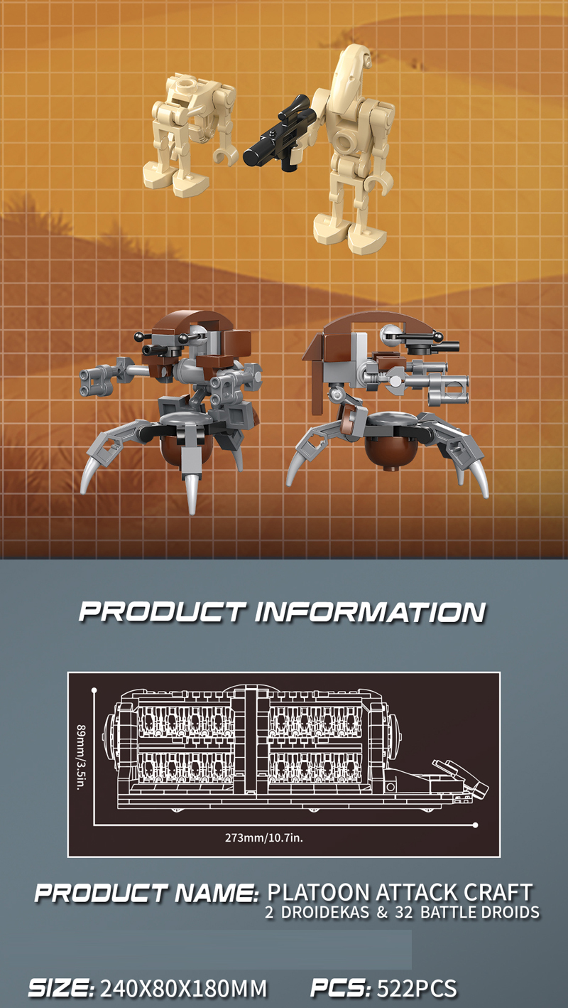 Custom Star Wars Multi Troop Transport Building Bricks Toy Set 522 Pcs