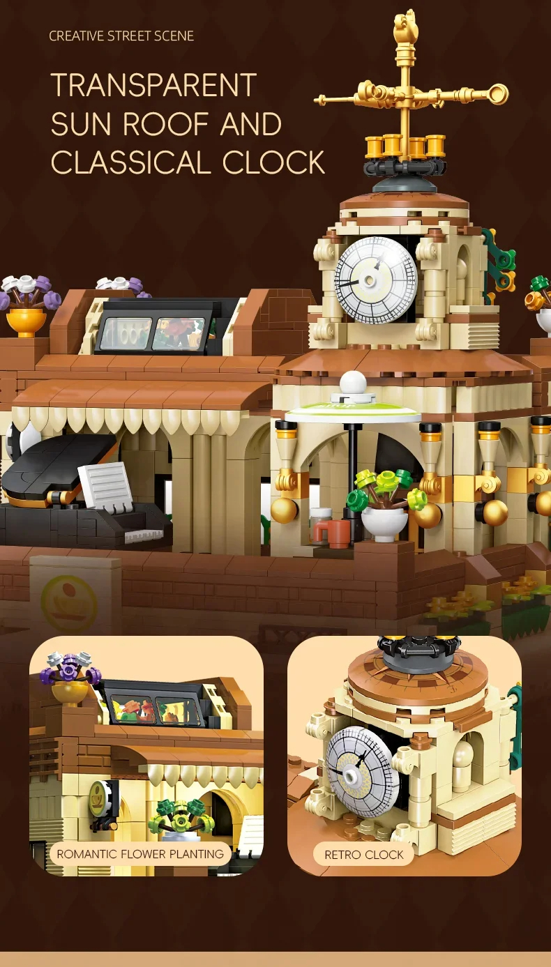 Jiestar 89120 ヨーロピアン レトロ カフェ ビルディング ブロック おもちゃ セット