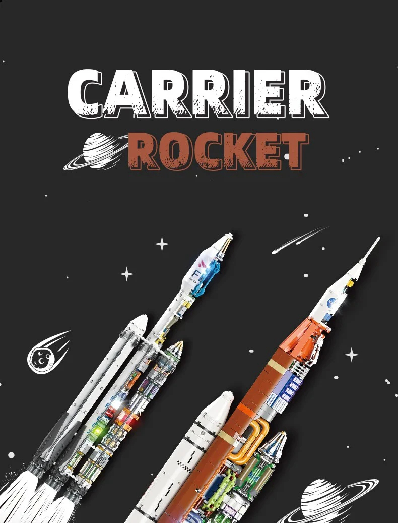 Jiestar JJ9031 Launch Vehicle: Falcon Heavy Building Blocks Toy Set