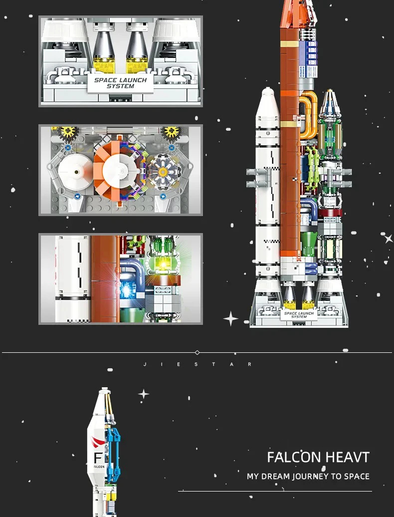Jiestar JJ9031 Launch Vehicle: Falcon Heavy Building Blocks Toy Set