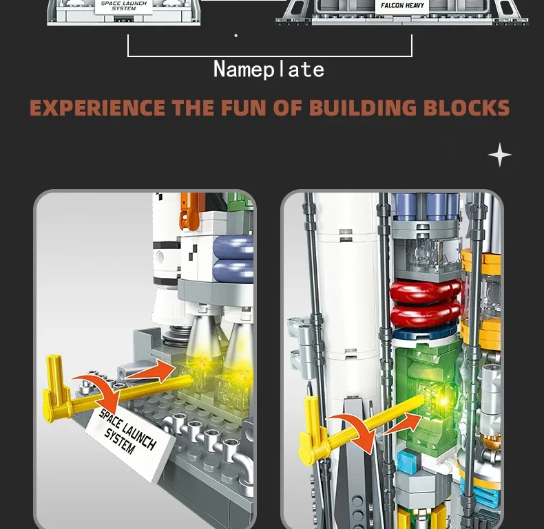 Jiestar JJ9031 Launch Vehicle: Falcon Heavy Building Blocks Toy Set