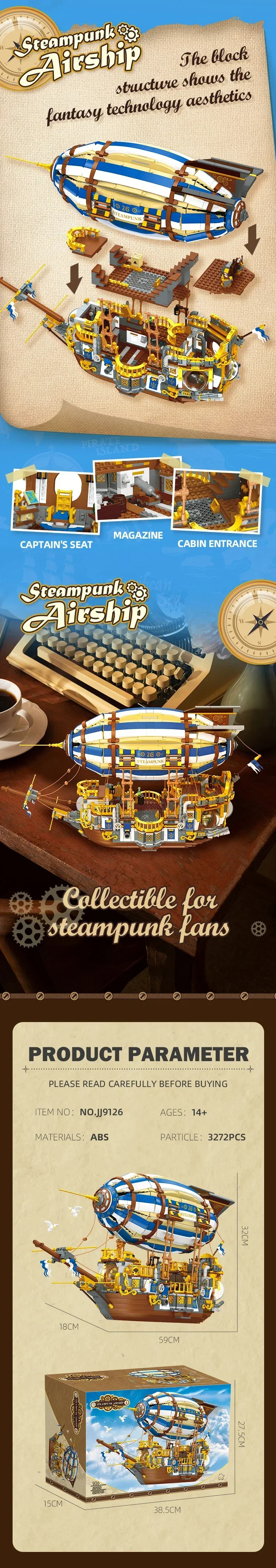 Jiestar JJ9126 Steampunk Airship Building Blocks Toy Set