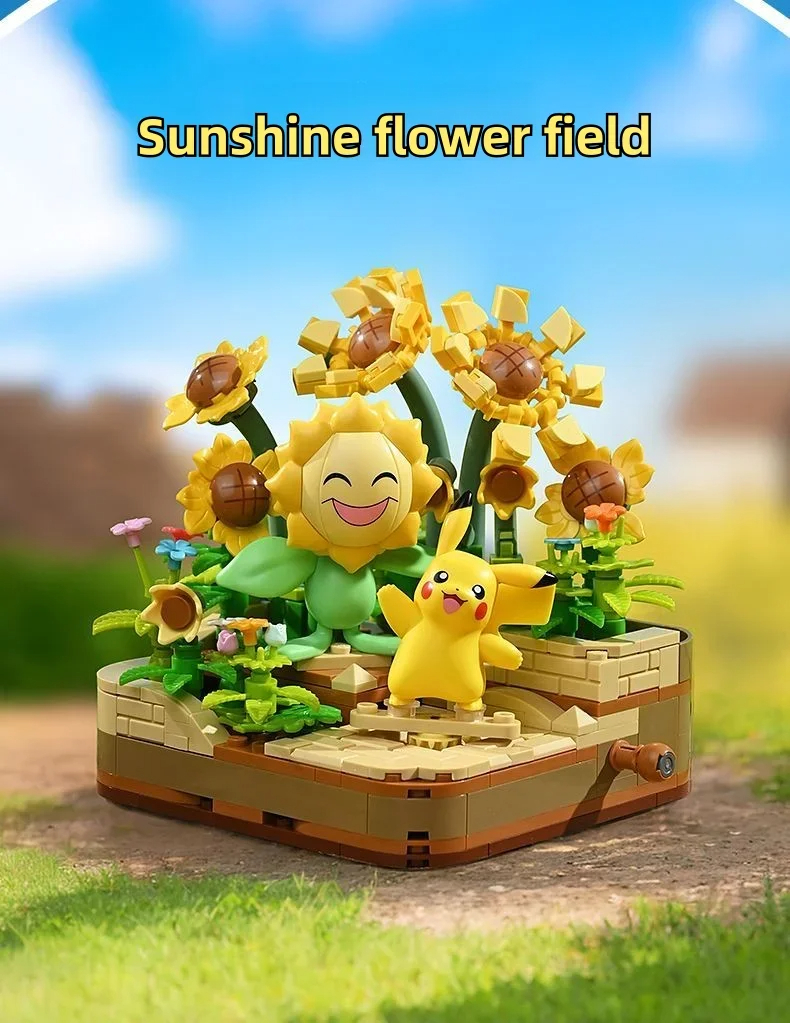 Keeppley K20245 Pokémon Companion: Sunshine Flower Field Bausteine-Spielzeugset