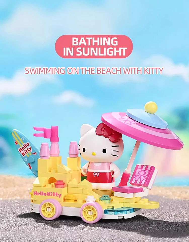 Keeppley K20830 Sanrio Family Float Parade: Baden im Sonnenlicht, Hello Kitty Bausteine-Spielzeugset