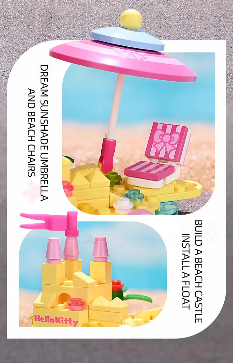 Keeppley K20830 Sanrio Family Float Parade: Baden im Sonnenlicht, Hello Kitty Bausteine-Spielzeugset