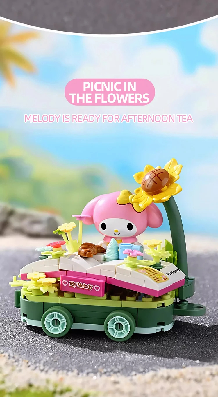 Keeppley K20831 Sanrio Family Float Parade: Flower Garden Picnic Melody Building Blocks Toy Set