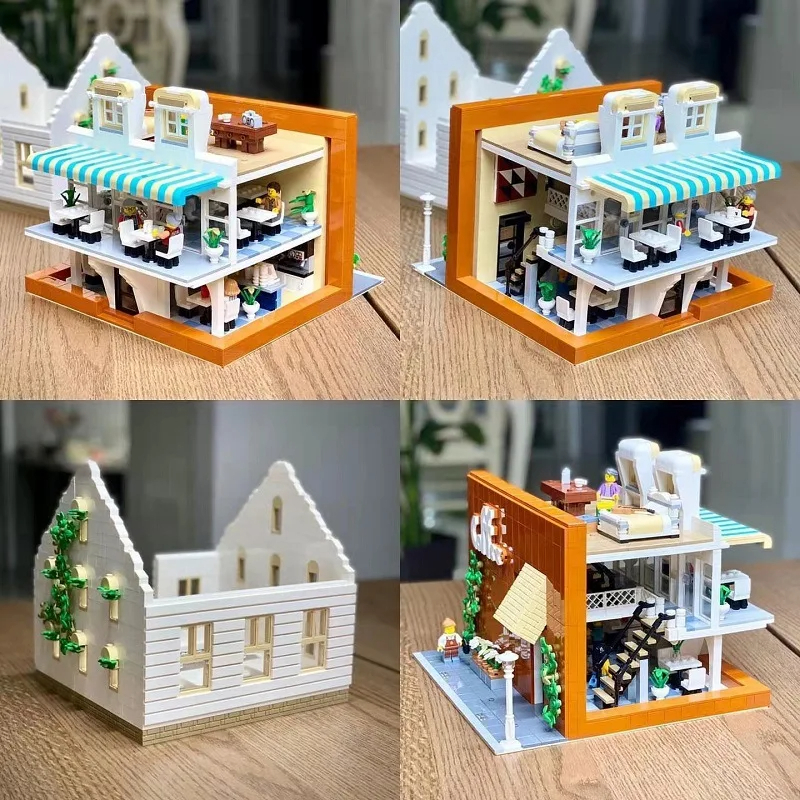 Juego de bloques de construcción de cafetería invertida MORK 10209