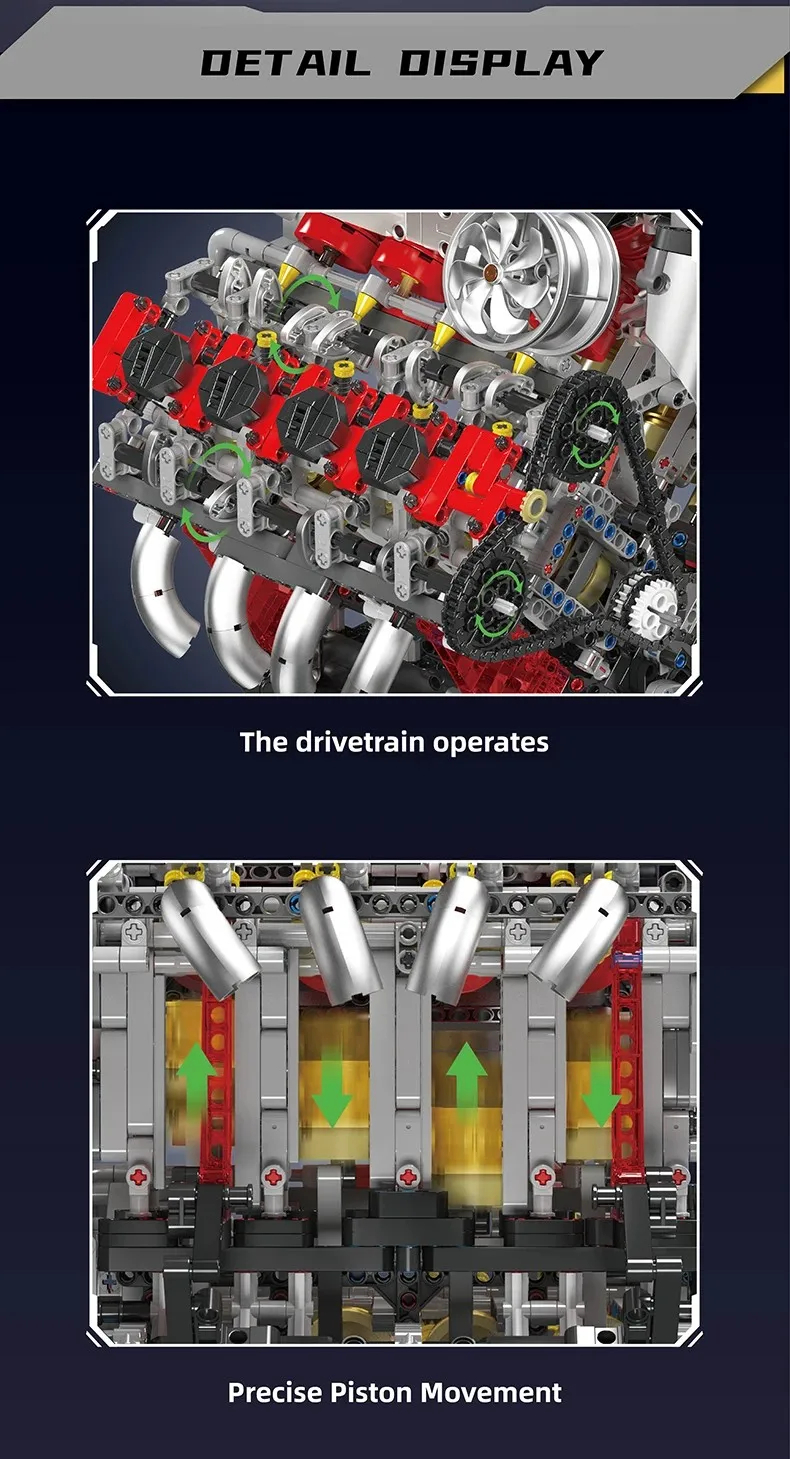 MouldKing 10130 F488 Supercar V8-Motor Bausteine Spielzeugset