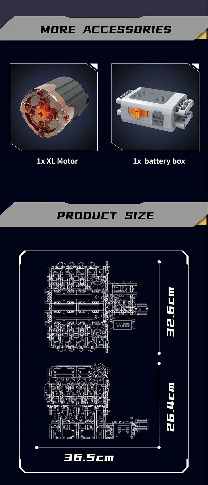 MouldKing 10130 F488 Supercar V8-Motor Bausteine Spielzeugset