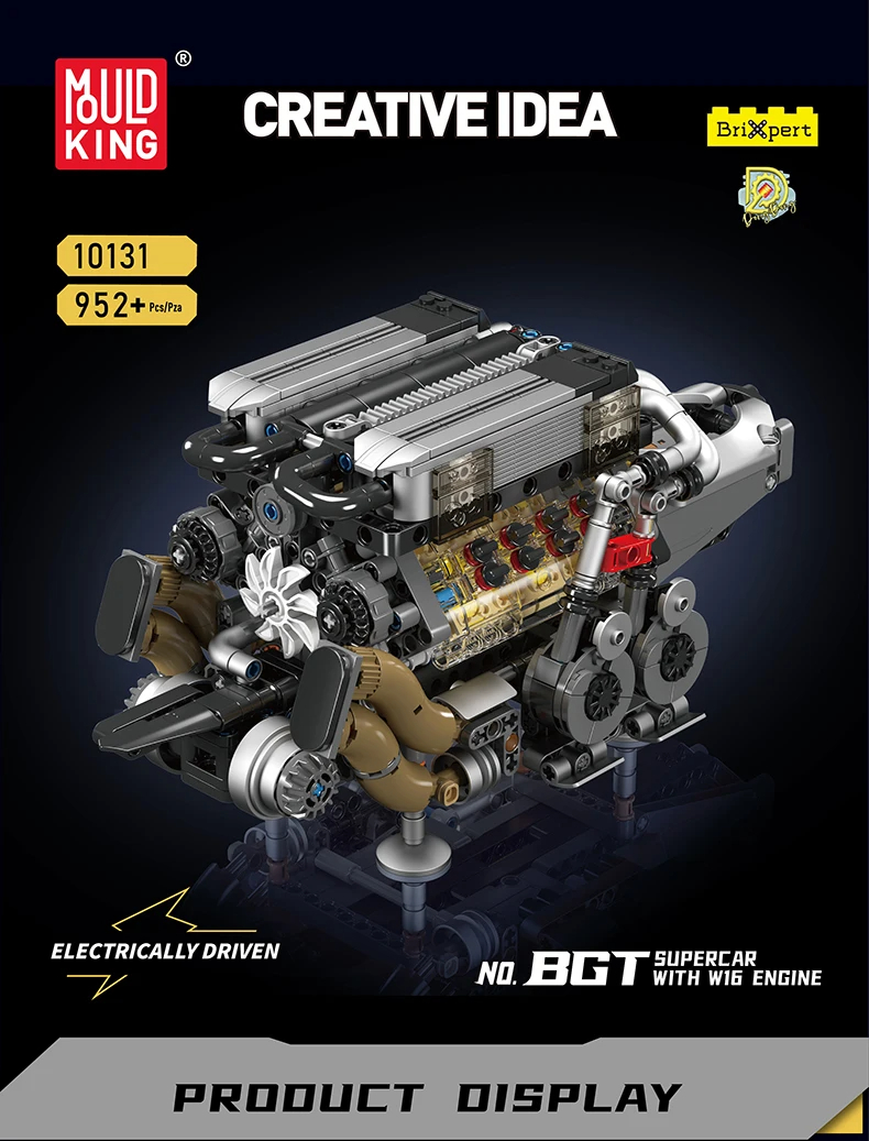 MouldKing 10131 BGT Supercar W16 Motor Bausteine Spielzeugset
