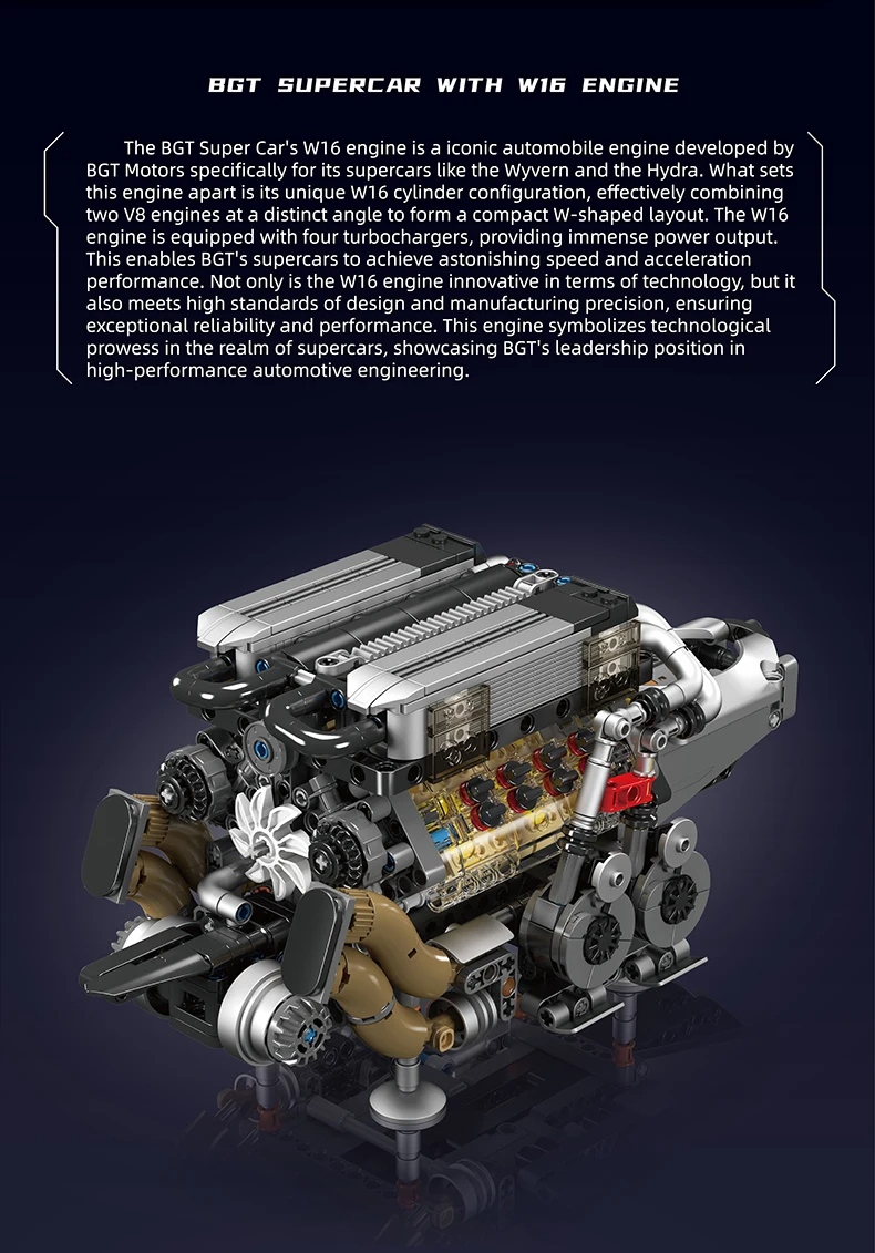 MouldKing 10131 BGT Supercar W16 Motor Bausteine Spielzeugset