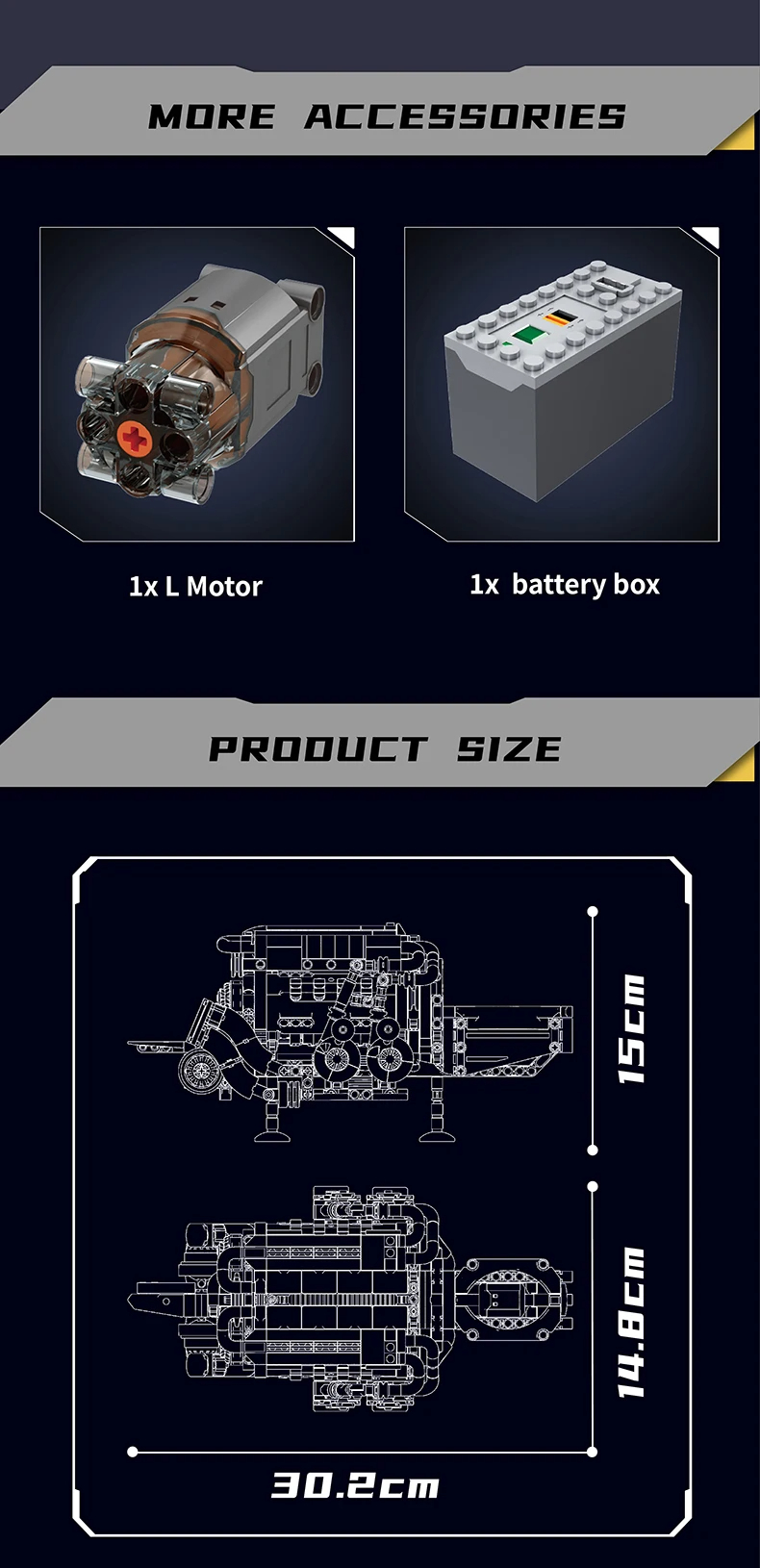 MouldKing 10131 BGT Supercar W16 Motor Bausteine Spielzeugset