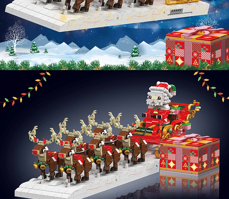 Mouldking 10154 Santa Claus Sleigh Building Blocks Toy Set