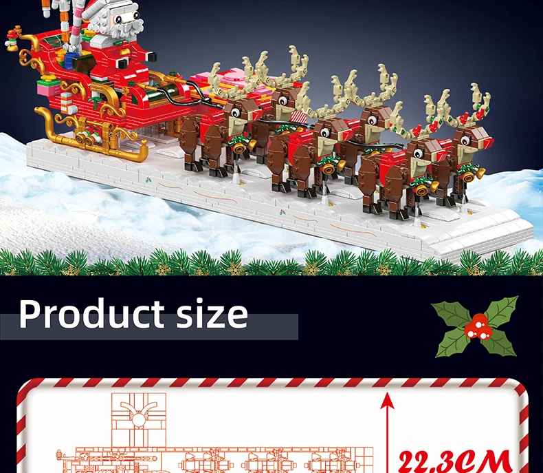 Mouldking 10154 Santa Claus Sleigh Building Blocks Toy Set
