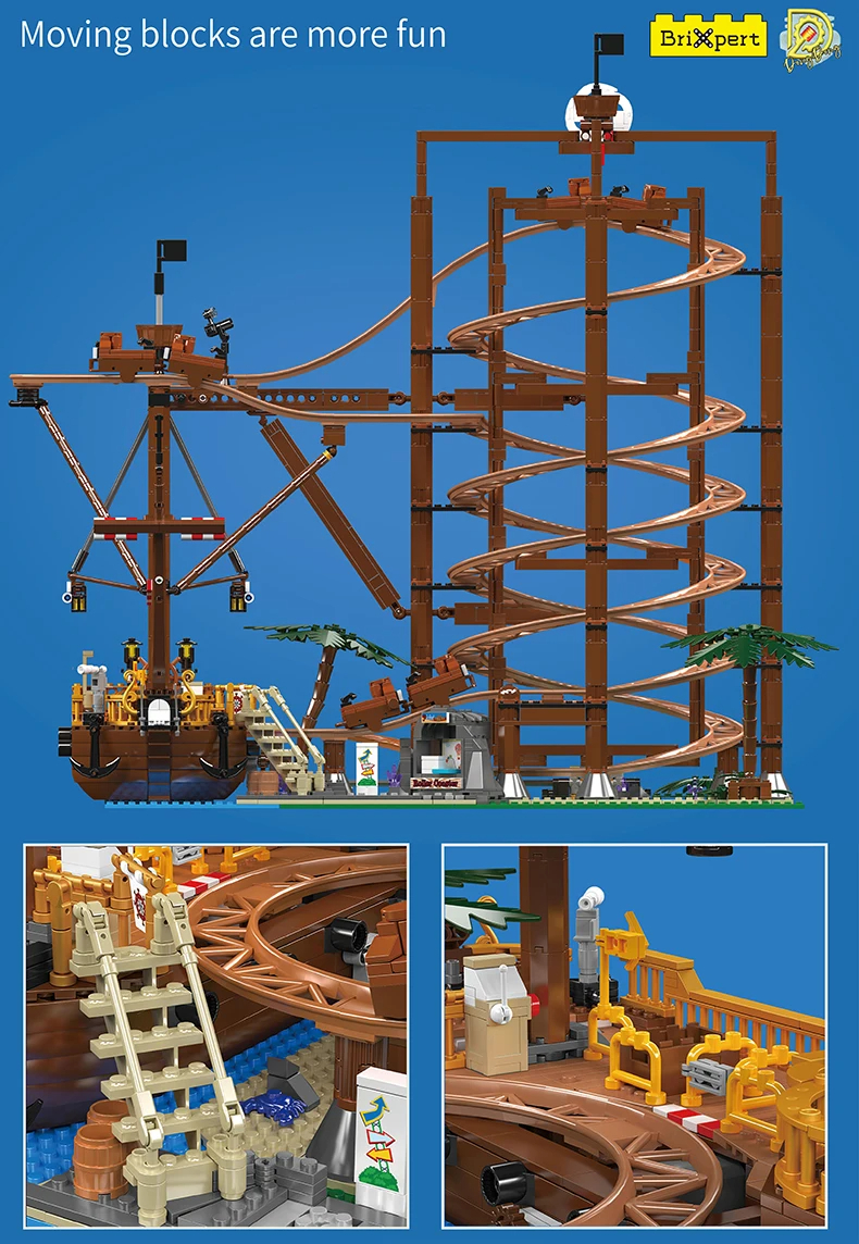 MouldKing 11013 Double Helix Roller Coaster Building Blocks Toy Set