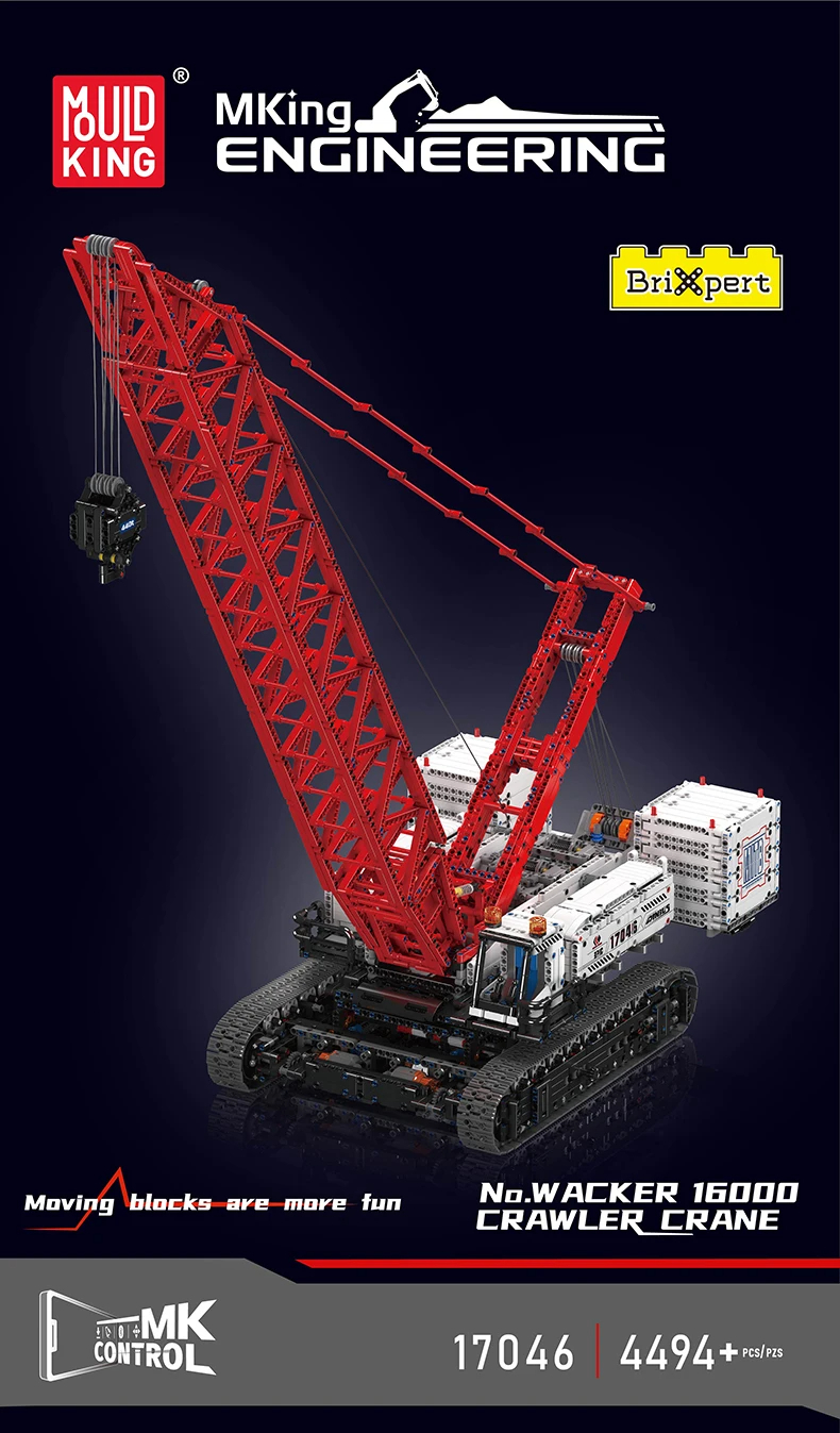 Mouldking 17046 Wacker 16000 Crawler Crane Building Blocks Toy Set