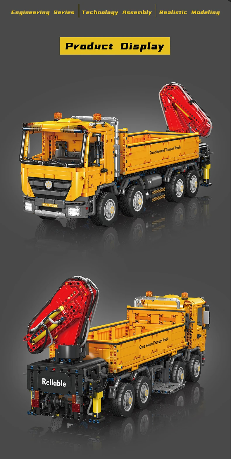 Mouldking 17050 Actros Selbstfahrender Kran Bausteine Spielzeugset