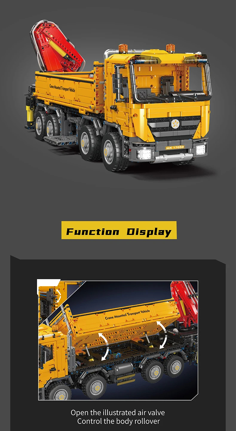 Mouldking 17050 Actros Selbstfahrender Kran Bausteine Spielzeugset