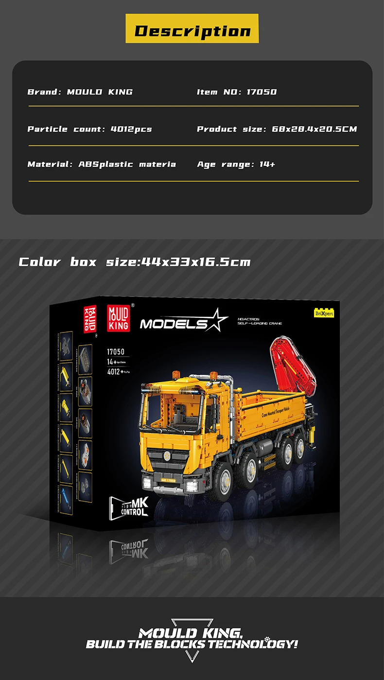Mouldking 17050 Actros Selbstfahrender Kran Bausteine Spielzeugset