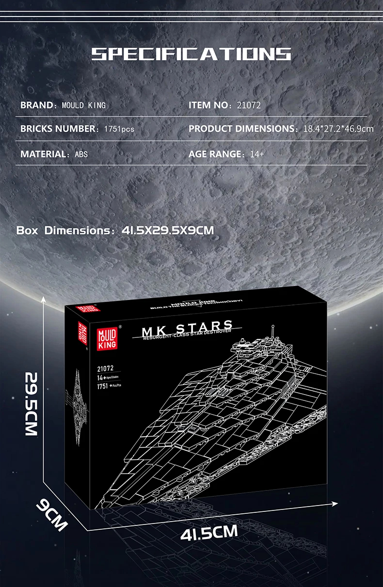Mouldking 21072 Renaissance Class Star Destroyer Building Blocks Toy Set