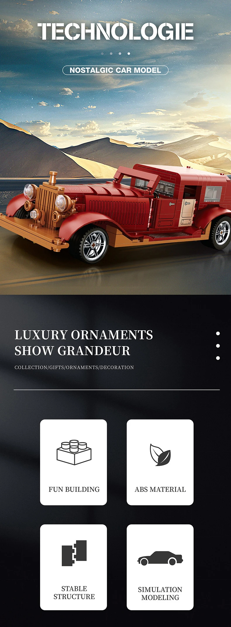REOBRIX 11033 Phantom Classic Car Ensemble de jouets de construction