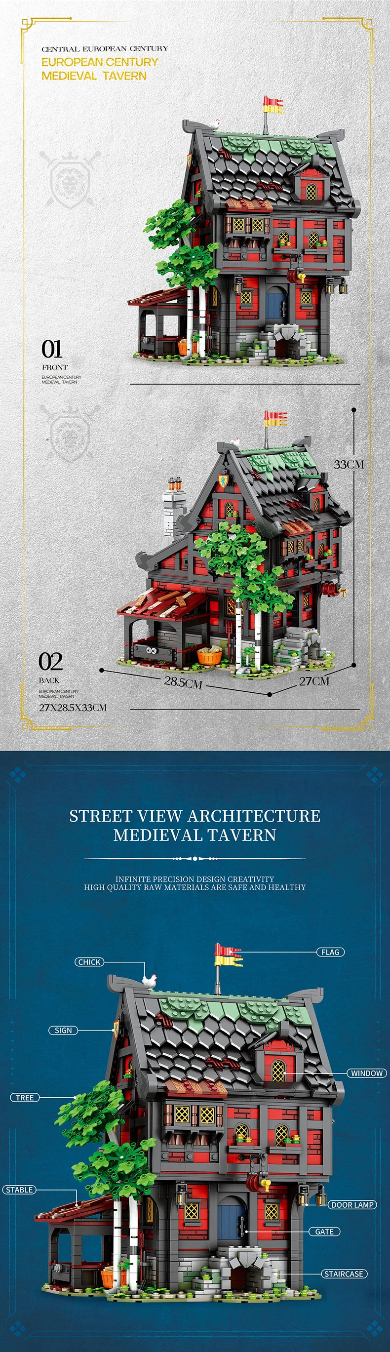 REOBRIX 66017 Taberna medieval: juego de bloques de construcción de la posada de los cruzados