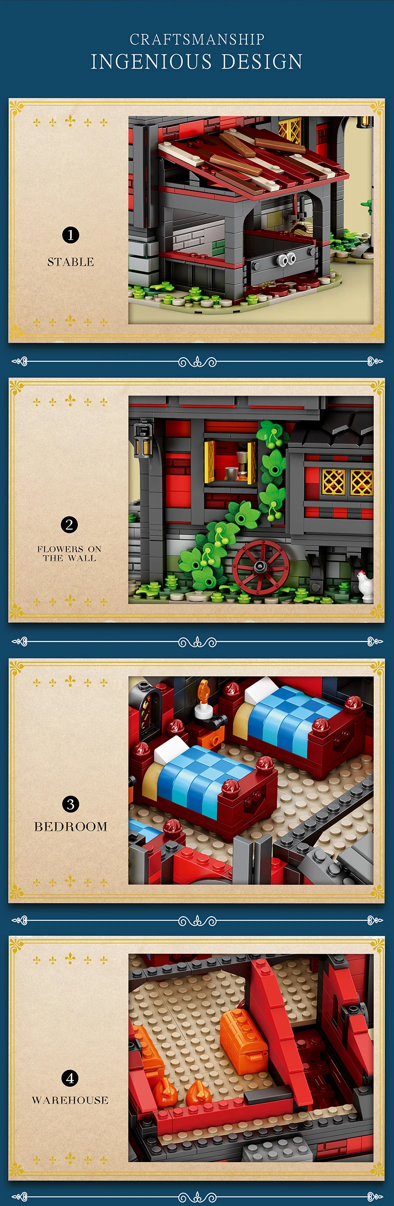 REOBRIX 66017 Taberna medieval: juego de bloques de construcción de la posada de los cruzados