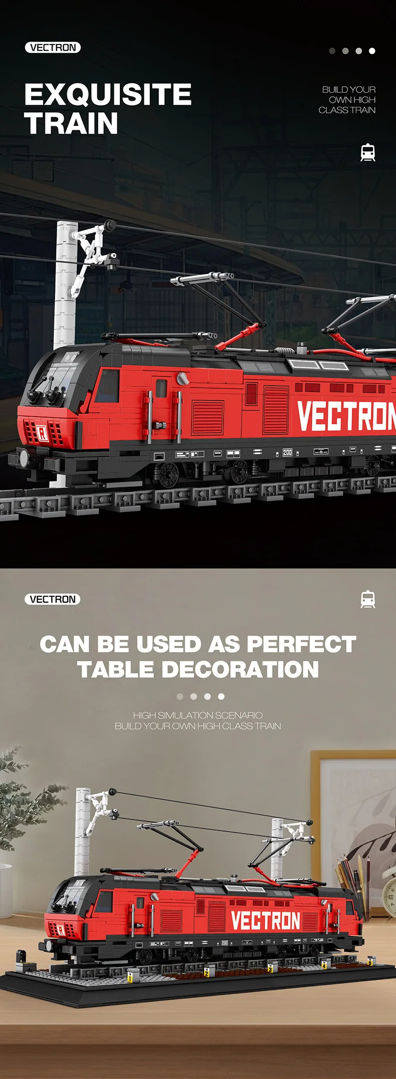 REOBRIX 66019 Vectron European Electric Passenger Train Building Blocks Toy Set