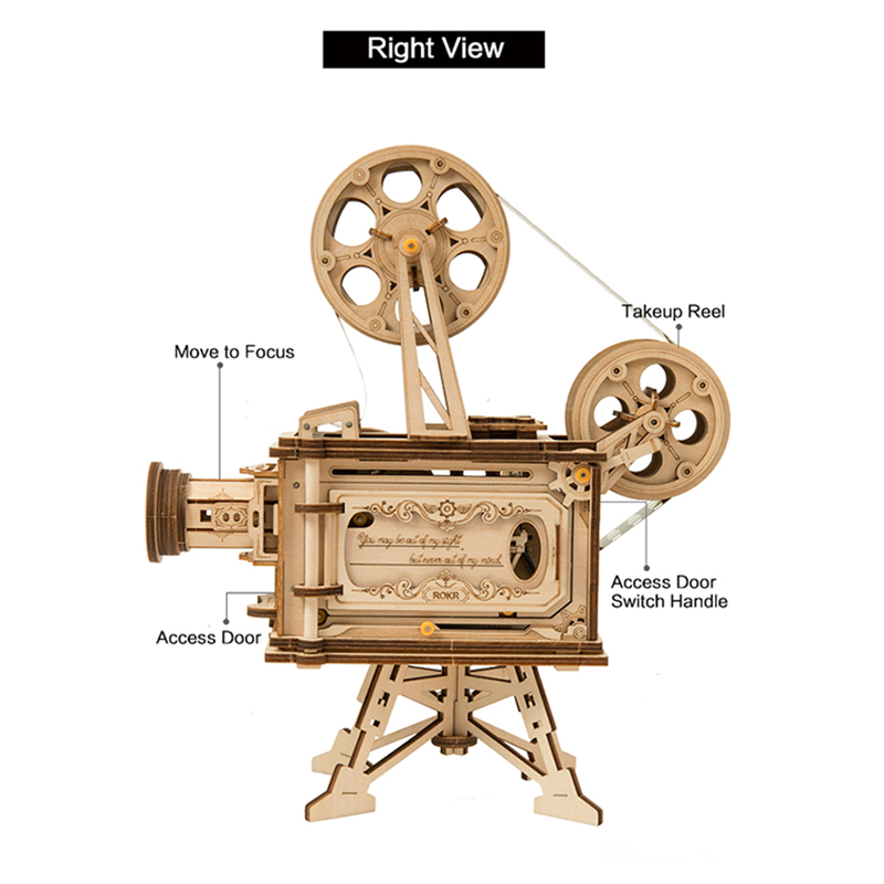 ROKR 3D-Puzzle-Filmprojektor Vitascope Wooden Building Toy Kit