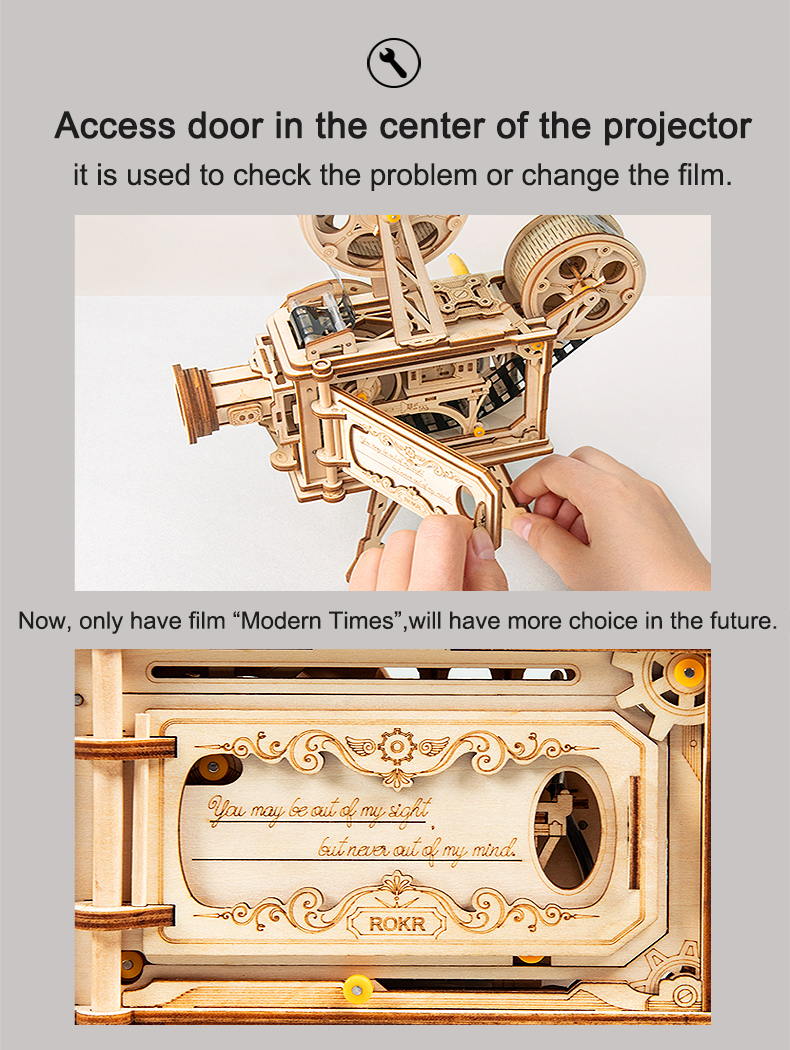 ROKR 3D Puzzle Film Projector Vitascope Wooden Building Toy Kit