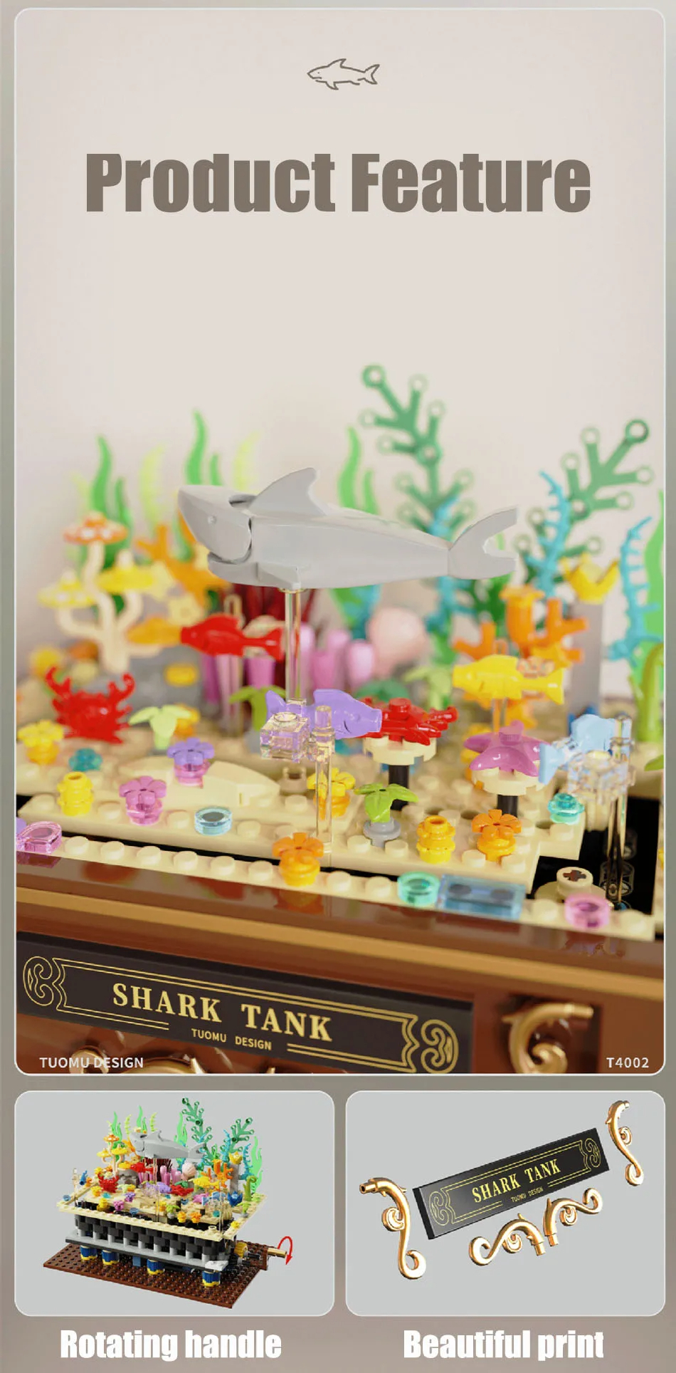 TUOMU T4002 Deep Sea Shark Tank Building Blocks Toy Set