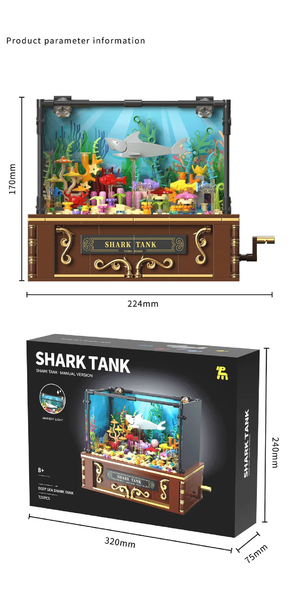 TUOMU T4002 Deep Sea Shark Tank Building Blocks Toy Set